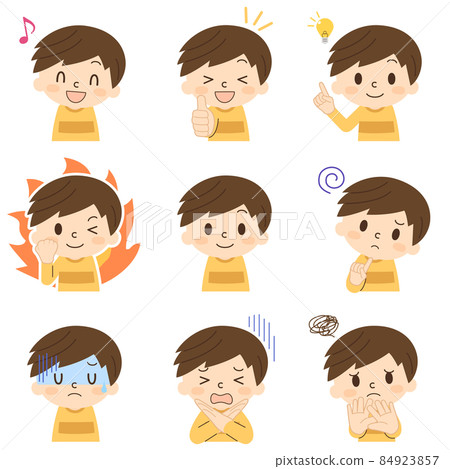 9種男孩的面部表情模式 9種男孩的面部表情模式 84923857