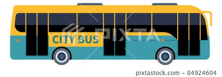 City bus icon. Side view cartoon toy. Public transport symbol 84924604