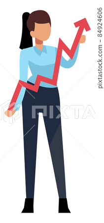 Woman holding red arrow pointing upward. Growth symbol Woman holding red arrow pointing upward. Growth symbol 84924606