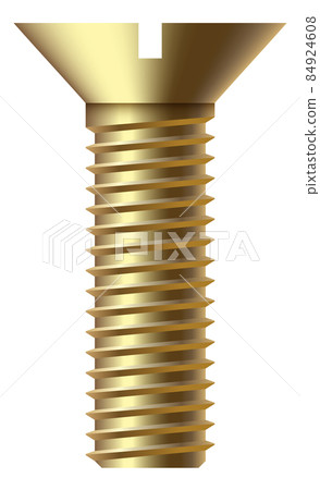 Oval head slotted bolt. Gold metal fastener Oval head slotted bolt. Gold metal fastener 84924608