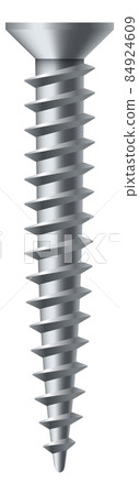 Flat head screw. Silver metal ridge fastener 84924609