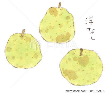 Autumn-Winter Fruits: Watercolor Illustration of Pear (Pear, La France) Autumn-Winter Fruits: Watercolor Illustration of Pear (Pear, La France) 84925918