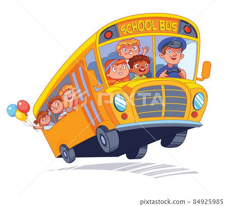 School bus with children goes to school or on an excursion School bus with children goes to school or on an excursion 84925985