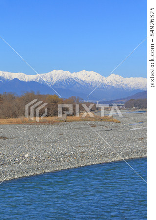 Azumino in winter Sai River and the Northern Alps 84926325
