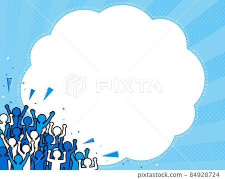 Many people to support (blue) Background / frame material 84928724