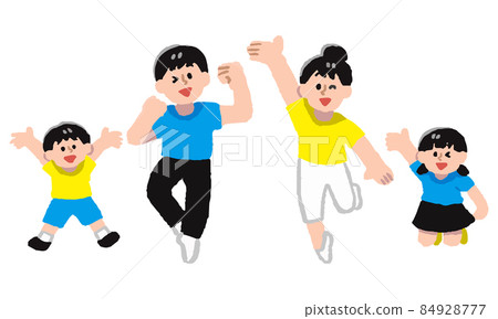 Jumping short-sleeved family (hand-painted color) Jumping short-sleeved family (hand-painted color) 84928777