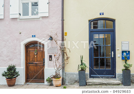 Germany Fashionable door exterior and Füssen cityscape 84929683