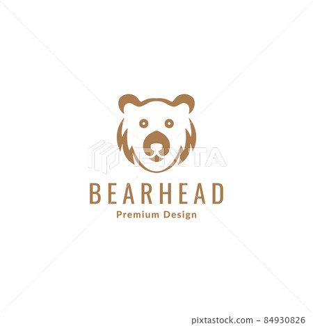 cute face vintage bear grizzly logo symbol icon... - Stock Illustration ...