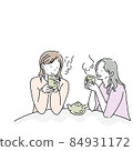 Two women making tea Tea party Housewife Mom friend 84931172