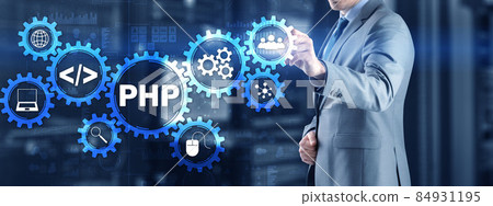PHP coding Concept. Programmer search. Technology Background PHP coding Concept. Programmer search. Technology Background 84931195