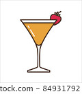 Colored icon of glass with alcoholic cocktail. Icon for the bar menu. Vector illustration. 84931792