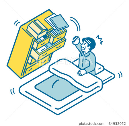 Fall of chest of drawers due to earthquake Fall of chest of drawers due to earthquake 84932052