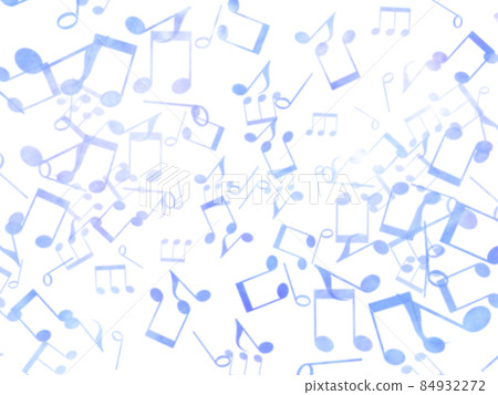 藍色樂譜的水彩觸摸插圖 84932272