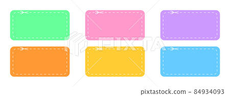 Discount coupons templates. Gift or sale vouchers with dotted cut line and scissors icon isolated on white background. Vector flat illustration Discount coupons templates. Gift or sale vouchers with dotted cut line and scissors icon isolated on white background. Vector flat illustration 84934093