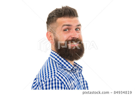 he know better. Hipster client visiting barber shop. he know better. Hipster client visiting barber shop. 84934819