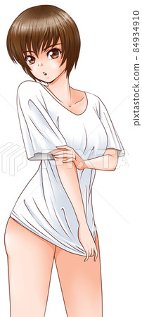 Girl in white t-shirt Girl in white t-shirt 84934910