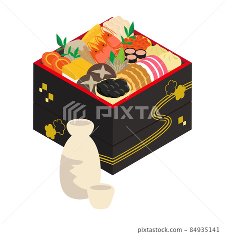 新年菜和清酒 84935141