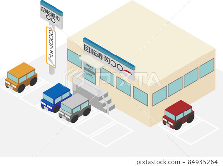 Isometric conveyor belt sushi restaurant 84935264