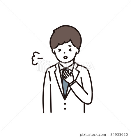 Illustration of a male pharmacist / doctor taking a deep breath with tension Illustration of a male pharmacist / doctor taking a deep breath with tension 84935620