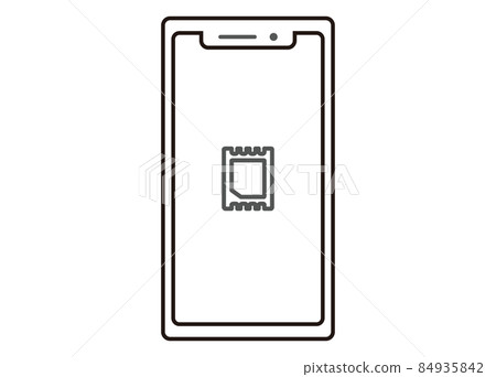 Smartphone eSIM image illustration line illustration front Smartphone eSIM image illustration line illustration front 84935842