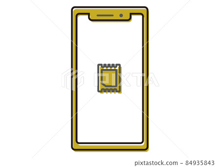 Smartphone eSIM image illustration line illustration front Smartphone eSIM image illustration line illustration front 84935843