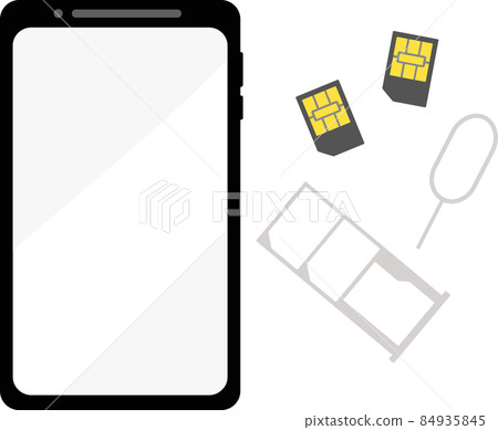 Smartphone dual SIM, card tray and pin front Smartphone dual SIM, card tray and pin front 84935845