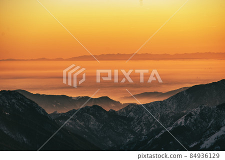 Po Valley and Apennines in Italy seen from the Lombardy Prealps 84936129