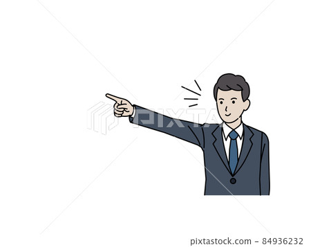 Pointing at an office worker, a businessman, a man in a suit, a goal, a pose, a gesture Pointing at an office worker, a businessman, a man in a suit, a goal, a pose, a gesture 84936232
