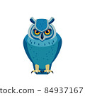 Owl is a bird of prey, mainly nocturnal birds. Eagle horned owl Cartoon flat style beautiful character of ornithology, vector illustration isolated on white background 84937167