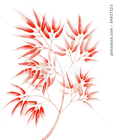 紅色水墨畫水彩竹竹插畫與剪紙通行證背景白色其他顏色可供選擇 紅色水墨畫水彩竹竹插畫與剪紙通行證背景白色其他顏色可供選擇 84937323