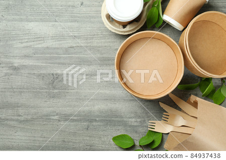 Eco friendly zero waste concept on gray textured background 84937438