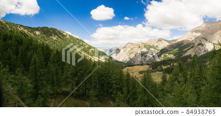 Panorama on the valley of Chadoulin under the lake of Allos in the Mercanour in the south of France 84938765