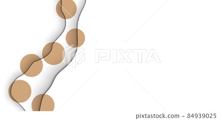 Abstract background with colorful paper cut shapes. Design for poster, banner, card. White and brown abstract round illustration. 3D paper images with a subtle blend of bright colors. Copy space 84939025