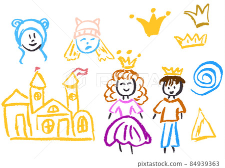 Child drawing. Design elements of packaging, postcards, wraps, covers 84939363