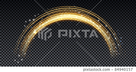 Gold magic arc. Abstract magic light effect. Luminous neon lines with flying lights. Gold magic arc. Abstract magic light effect. Luminous neon lines with flying lights. 84940157