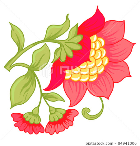 Tradition mughal motif, fantasy flowers in retro, vintage style. Element for design. Vector illustration. Isolated on white background.. Tradition mughal motif, fantasy flowers in retro, vintage style. Element for design. Vector illustration. Isolated on white background.. 84941006