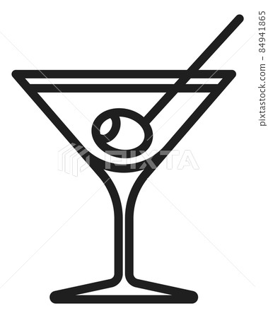 Martini drink icon. Alcohol cocktail glass with olives Martini drink icon. Alcohol cocktail glass with olives 84941865