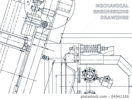 Mechanical instrument making. Technical illustration. Vector engineering drawings 84942388