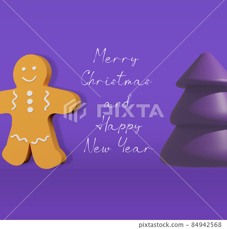 Christmas 3d render illustration with fir tree and 84942568