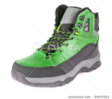 insulated green winter warm three quarter sneaker or boot isolated on white background 84943002