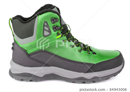 green insulated winter warm three quarter sneaker or boot isolated on white background 84943006
