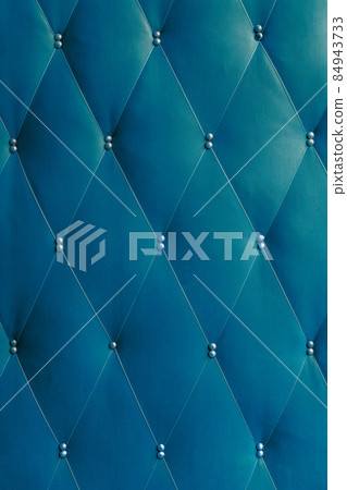 Soviet classic blue brown dermantine front door with a banner of fishing line and nails - full frame background and texture 84943733