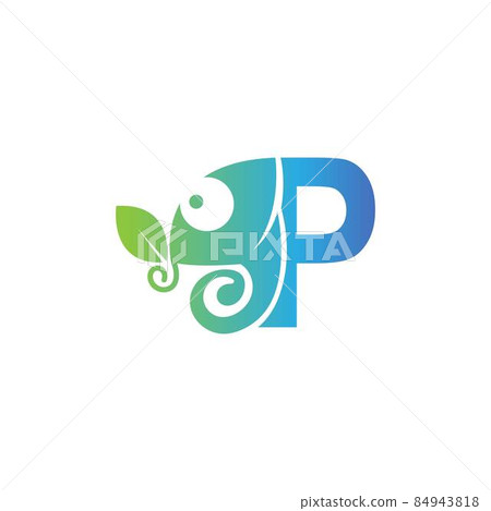 Letter P icon with chameleon logo  design template 84943818