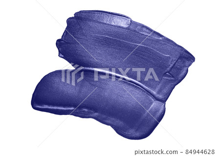 Violet metallic paint stroke isolated on white background. Paint strokes applied with palette knife 84944628