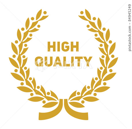 High quality golden badge. Laurel wreath icon. 84945249