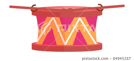 Red drum toy. Wooden music instrument for kids 84945287