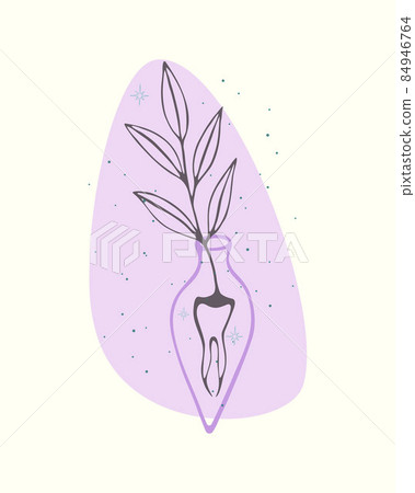 Potion magic bottle root tooth mandrake witchcraft magic, doodle boho style. Potion magic bottle root tooth mandrake witchcraft magic, doodle boho style. 84946764