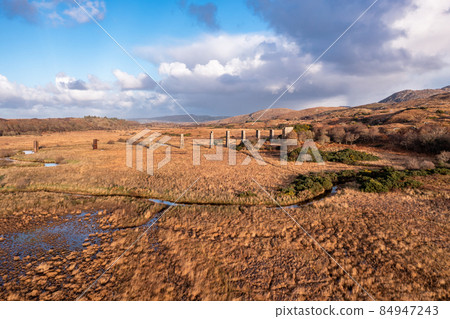 Aerial view of the Owencarrow Railway Viaduct by Creeslough in County Donegal - Ireland 84947243
