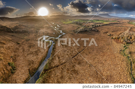 Aerial view of the Owencarrow Railway Viaduct by Creeslough in County Donegal - Ireland 84947245