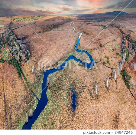 Aerial view of the Owencarrow Railway Viaduct by Creeslough in County Donegal - Ireland 84947246